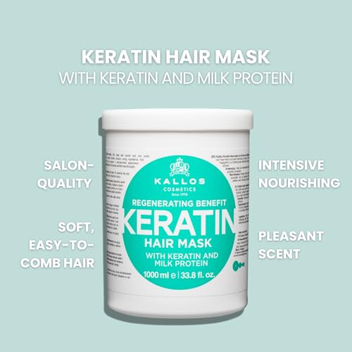 Kallos Keratin Hair Mask 33.8 fl oz - Deeply Nourishing Treatment for Damaged Hair