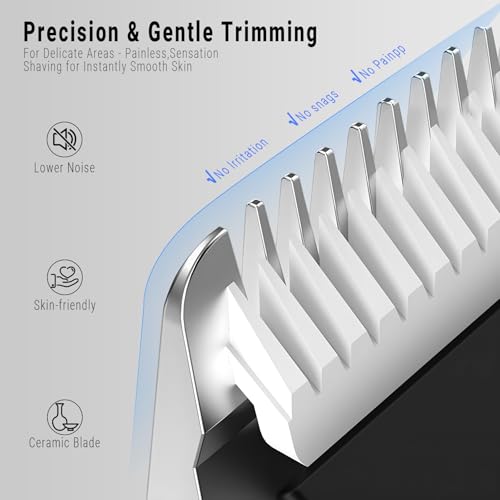 Body Trimmer for Men, 2-in-1 Electric Shaver for Pubic Hair, Chest, Legs, IPX6 Waterproof Wet/Dry Men¡¯s Ball Shaver