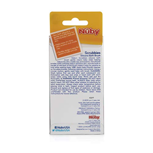 Nuby Scrubbies Silicone Bath Brush - Baby Essentials - Baby Bath Accessories - (2-Pack) Blue
