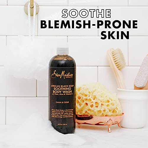 SheaMoisture Soothing Body Wash for Acne Treatment African Black Soap Paraben Free Body Wash 13 oz