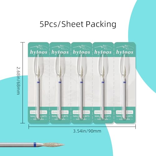 Fine 2mm Long Flame Cuticle Cleaner Nail Drill Bits - 5Pcs Set