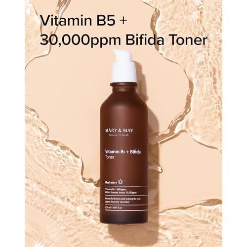 Mary&May Vitamin B5 + Bifida Toner - Nourishing Face Toner for Enhanced Skin Barrier Strength and Moisture Retention - 30,000ppm Bifida Fermentation & 1,000ppm Vitamin B5, 4.06 fl.oz.