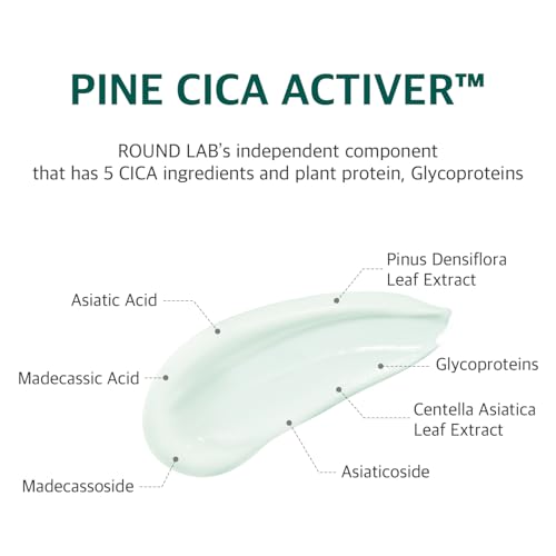 ROUND LAB Pine Calming Cica Cream 1.69 Fl Oz, Low-Acidic Soothing Moisturizer with Pine Cica, BHA + LHA, and Hyaluronic Acid for Skin Barrier Support, Sebum Control, and Hydration, Korean Skincare