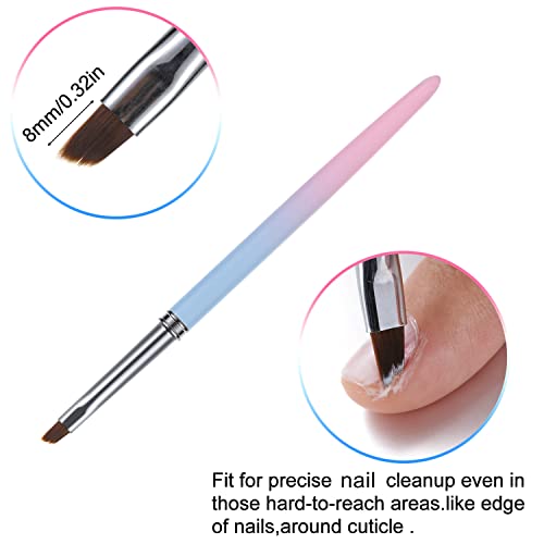 2 Pcs Nail Clean Up Brush Set - Acetone Resistant Round & Angled Tips