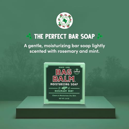 Bag Balm Moisturizing Bar Soap ? Gentle Soap for Dry Skin with Lanolin ? Hand & Body Cleansing Balm ? Rosemary & Mint Scented Sensitive Skin Bar Soap ? Natural Body Wash Bar ? Made in The USA 3.9 oz
