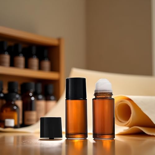 2Pc 50ml Brown Glass Essential Oil Roller Bottles Refillable