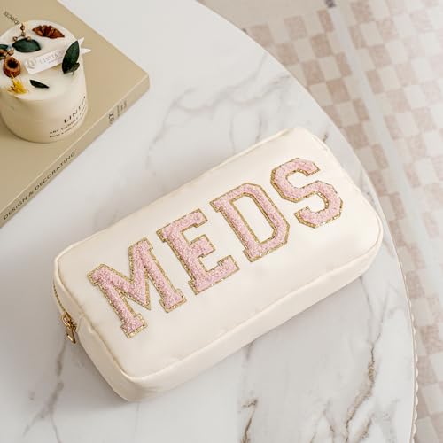 Meds & RX Bags Set 2pcs Beige Chenille Letter Patches - Personalized Gift