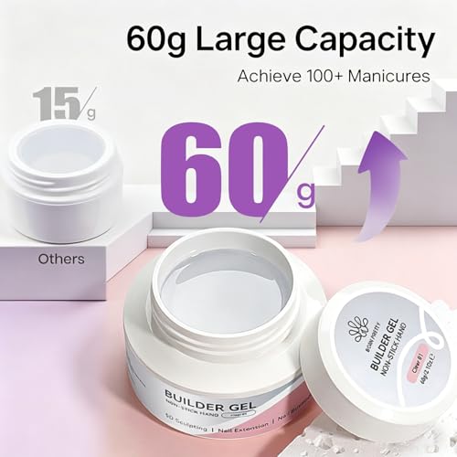 Born Pretty Solid Hard Builder Nail Gel 60g with Chrome Powder for 3D Sculpting & Extensions