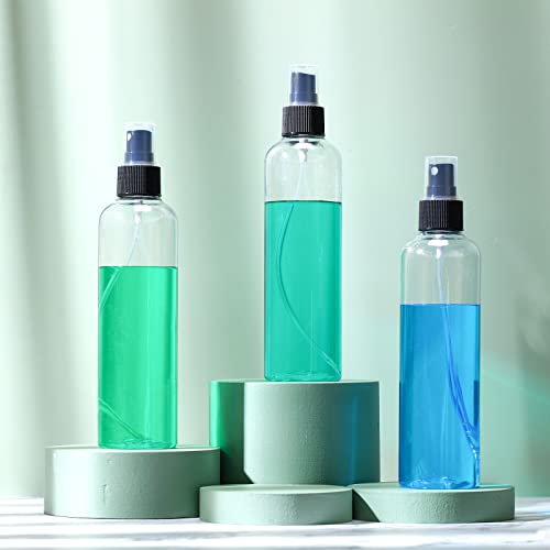 Eccliy 64 Pcs 8 oz Spray Bottles Fine Mist Cleaning Bottles Clear Empty Plastic Travel Sprayer Refillable Sprayer with Cap for Cleaning Solutions Oils Travel Perfumes(Black)