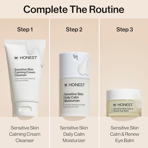 Honest Beauty Sensitive Skin Calm Renew Eye Balm, Moisturizing, Firming, Hypoallergenic, Fragrance-Free, Vegan, 0.5 oz