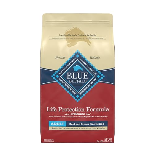 Blue Buffalo Life Protection Formula Adult Dry Dog Food, Helps Build and Maintain Strong Muscles, Made with Natural Ingredients, Beef & Brown Rice Recipe, 34-lb. Bag