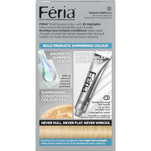 L'Oreal Paris Feria Multi-Faceted Shimmering Permanent Hair Color, 11.21 Bad to the Blonde (Ultra Pearl Blonde), Pack of 2, Hair Dye
