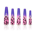 LOVFUL Press on Nails Boozy Lavender | Handmade with Full Covered Crystals | Reusable Full Cover Nails | Coffin Long 2.2 in | H211-S