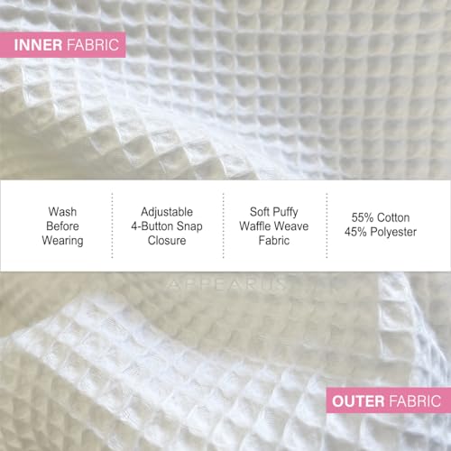 APPEARUS Women's Waffle Spa Bath Wrap - One Size (Fits S?L) - Lightweight, Quick-Dry Adjustable Towel Wrap with Snaps for Spa, Gym, Shower, and Travel
