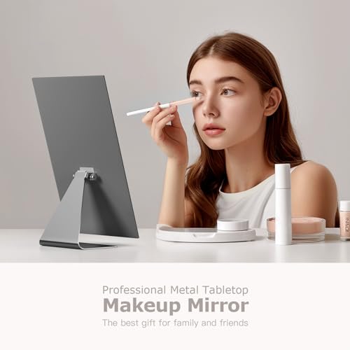 NEZZOE Rectangular Free-Standing Makeup Mirror - 12x7 Inch, Adjustable Tilt
