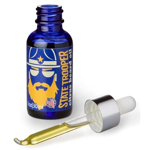 State Trooper Leave-In Beard Oil & Conditioner ? Citrus Scent ? Softens & Hydrates Dry, Coarse Beard Hair ? With Organic Argan, Jojoba, Sweet Almond & Vitamin E ? 1 Fluid Ounce | Non-greasy feel, Softens coarse, Tames flyaways, Skin comfort, Citrus scent