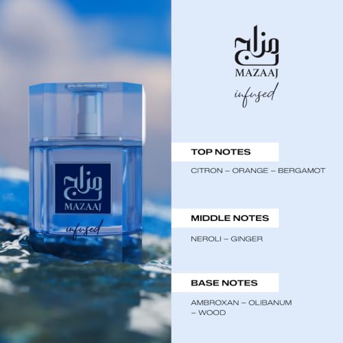 Zimaya Mazaaj Infused Men Eau De Parfum 3.4 Fl Oz - Vibrant Citrus & Woody Scent
