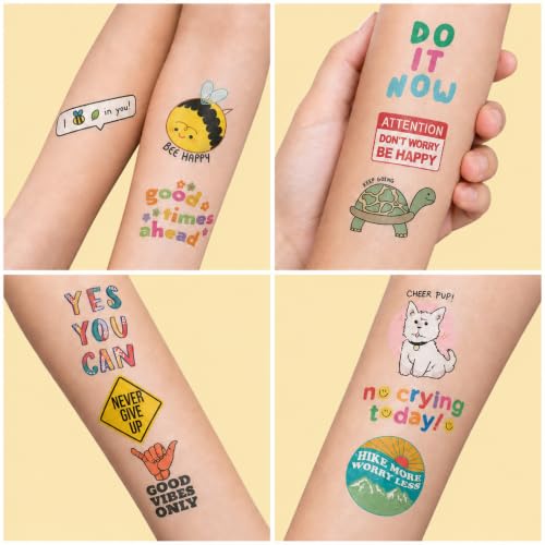 96 Pcs Motivational Temporary Tattoos for Kids Party Favors