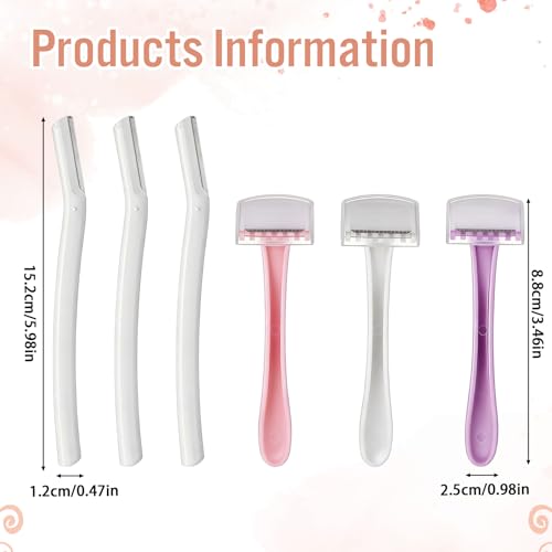 Dermaplane Razors for Face & Brows - 6-Piece Set, Stainless Steel Blades