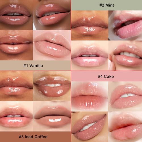 4 PCS Lip Glossy Butter Nourishing Balm,Lightweight,Non-Sticky,Long-lasting Lip Care Set