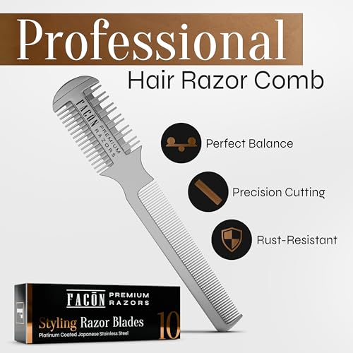 Hair Razor Comb with 12 Replacement Blades - Professional Thinning
