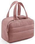 LIGHT FLIGHT Quilted Travel Toiletry Bag with Dual-Zip Compartments - Dark Pink