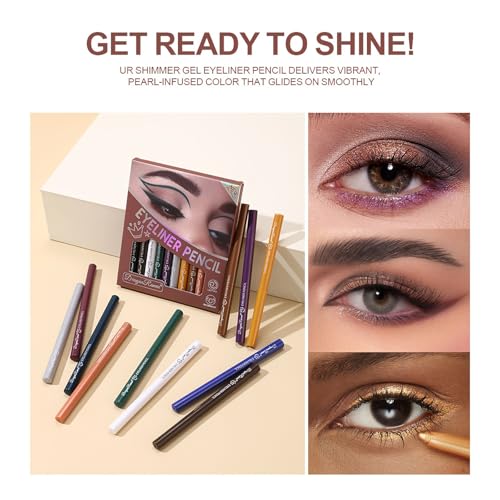 12 Shade Waterproof Eyeliner Pencil Set