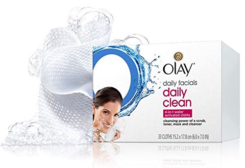 Olay 2-in-1 Normal Daily Facial Cloths, 33-Count (Pack of 2)