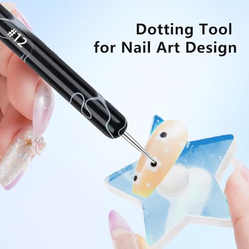 French Manicure Brush Set with Dotting Tools - 4 Sizes for Nail Art