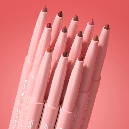12-Piece Retractable Lip Liner Set, Waterproof & Long-Lasting