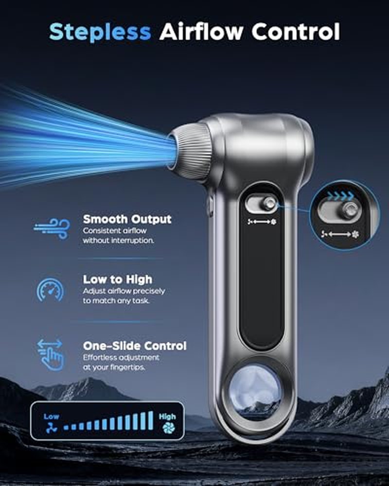 150000RPM Cordless Air Duster with LED Light & Nozzles
