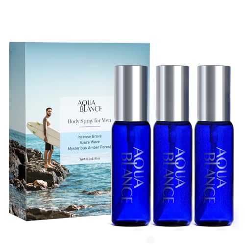 AQUA BLANCE Men's Body Spray Travel Set, 3-Pack 2.1 Oz