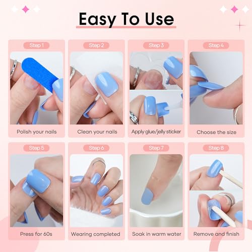 Press on Nail Kit, Almond Gel Nails Tips, Short Glue On Nails Fit Perfectly Natural Reusable Fake Nails with Nail Glue 12 Packs Stick on Nails Set-288Pcs for Girls Women