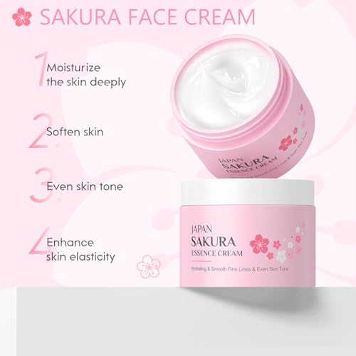 Sakura Skin Care Set, Skincare Gifts For Teenage Girls, Deep Clean, Lasting Moisture, Soothing Repair, Firm Skin, Sakura Extract Face Routine Set for Daily Care, Travel Size Face Care Kit for Women
