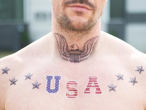 USA Temporary Face Tattoos - 2 Pack Patriotic Design