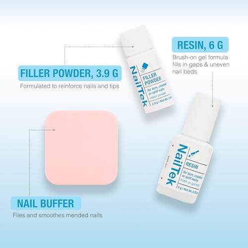 Nail Tek Nail Repair Kit for Split & Cracked Nails with Resin & Powder