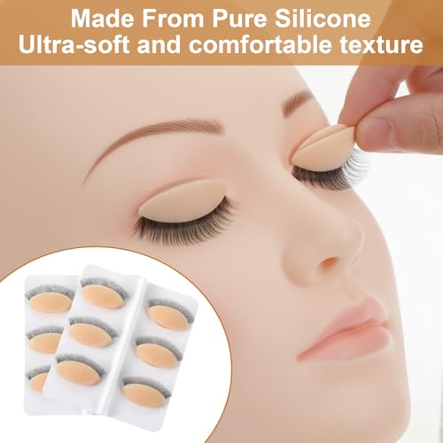 12Pcs Replacement Eyelids for Mannequin Head Silicone Rubber Removable Realistic Eyelash Extension Eyelids for Eyelashes Training Practice Makeup Eyelash Extensions