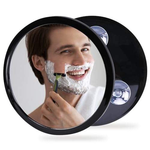 YoHumk Black Fogless Shower Mirror for Shaving & Makeup with 3 Suction Cups