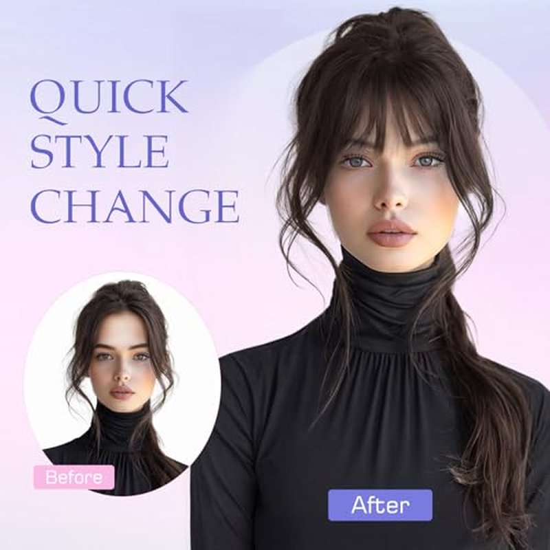 Hairro Clip On Bangs Human Hair 3D 360° Coverage 8 Inches
