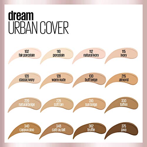 Maybelline Dream Urban Cover Flawless Coverage Foundation Makeup, SPF 50, Java