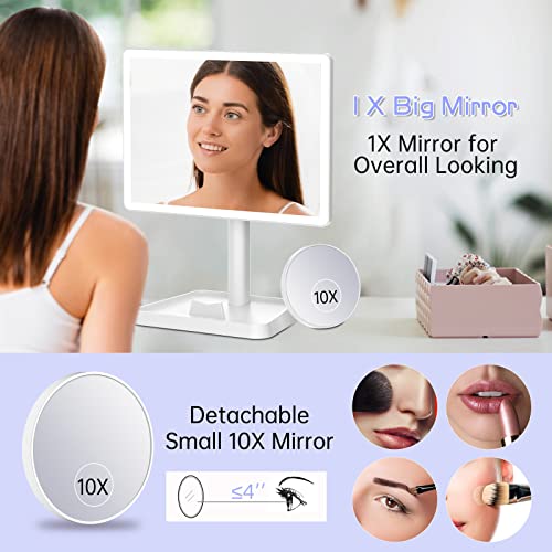 FUNTOUCH Rechargeable LED Makeup Vanity Mirror with Phone Holder