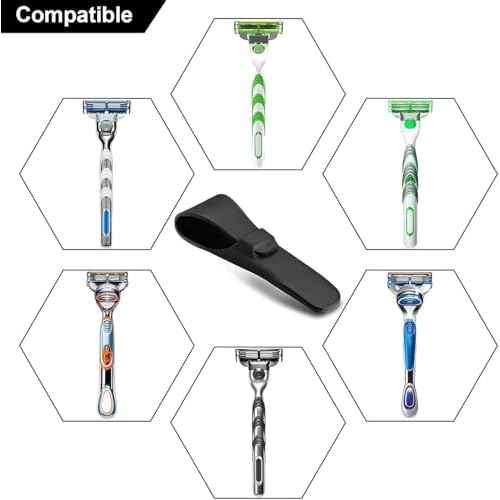 LinMei Silicone Razor Travel Case Compatible with Gillette, Parker, Merkur Razor (Black+Cleaning Brush)