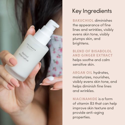 Uncommon Beauty Retinol Alternative with Bakuchiol and Niacinamide - Gentle Anti-Aging Face Serum - Reduces the Look Of Fine Lines and Wrinkles - All Skin Types, Vegan, Cruelty Free, 1.35 Fl OZ