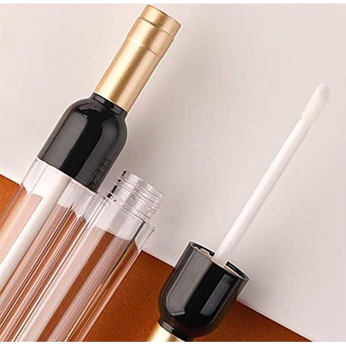 Empty Lip Gloss Tubes 5ml Clear Wine Shaped Lip Gloss Tube Plastic Mini Refillable Lip Oil Bottle Container Lip Glaze Tube Vials Cosmetic DIY Container Holders, Gold, Pack of 10