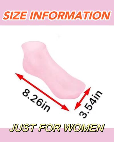 Pink & Beige Silicone Moisturizing Socks for Women - 2 Pairs Fits Up to Size 10, Cracked Heel Repair & Softening Skin