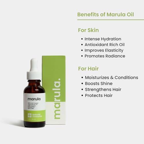 natural outcome Marula Oil 100% Pure Cold-Pressed Moisturizer for Face, Hair & Body - Lightweight Anti-Aging & Hydrating Facial Oil, 1 oz