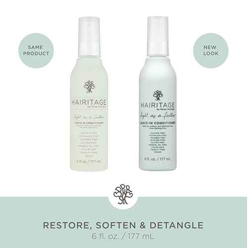 Hairitage Detangling Leave-in Conditioner Spray - Leave In Hair Treatment for Dry Damaged + Curly, Fine, Wavy, Frizzy Hair - Lightweight Formula - Sulfate Free - Cherry + Amber Scent, 6 Fl oz