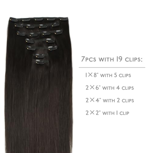 Wennalife Clip In Hair Extensions 18" 120g Dark Brown Remy