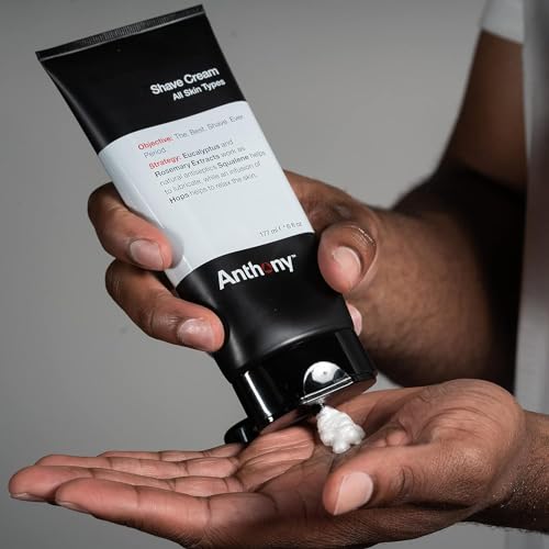 Anthony Shaving Cream Mens Sensitive Skin: Squalane, Eucalyptus, Spearmint and Rosemary Extracts, Help Soothe, Refresh, Cool, and Condition Your Skin for Shave 3 Fl Oz
