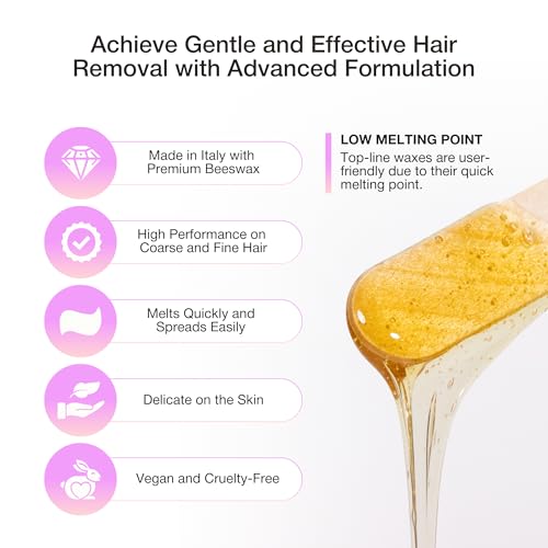 Curacoro Italian Wax Beans - 200g Hard Wax Beads for Full Body Hair Removal on Face, Body, Brazilian, Bikini, Legs, Underarms, Skin-Friendly Waxing Beads for Women & Men, Made in Italy (Honey)